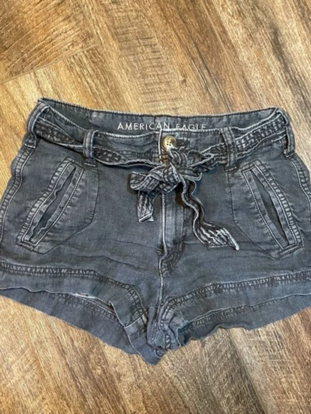Paper Bag Linen Shorts Charcoal